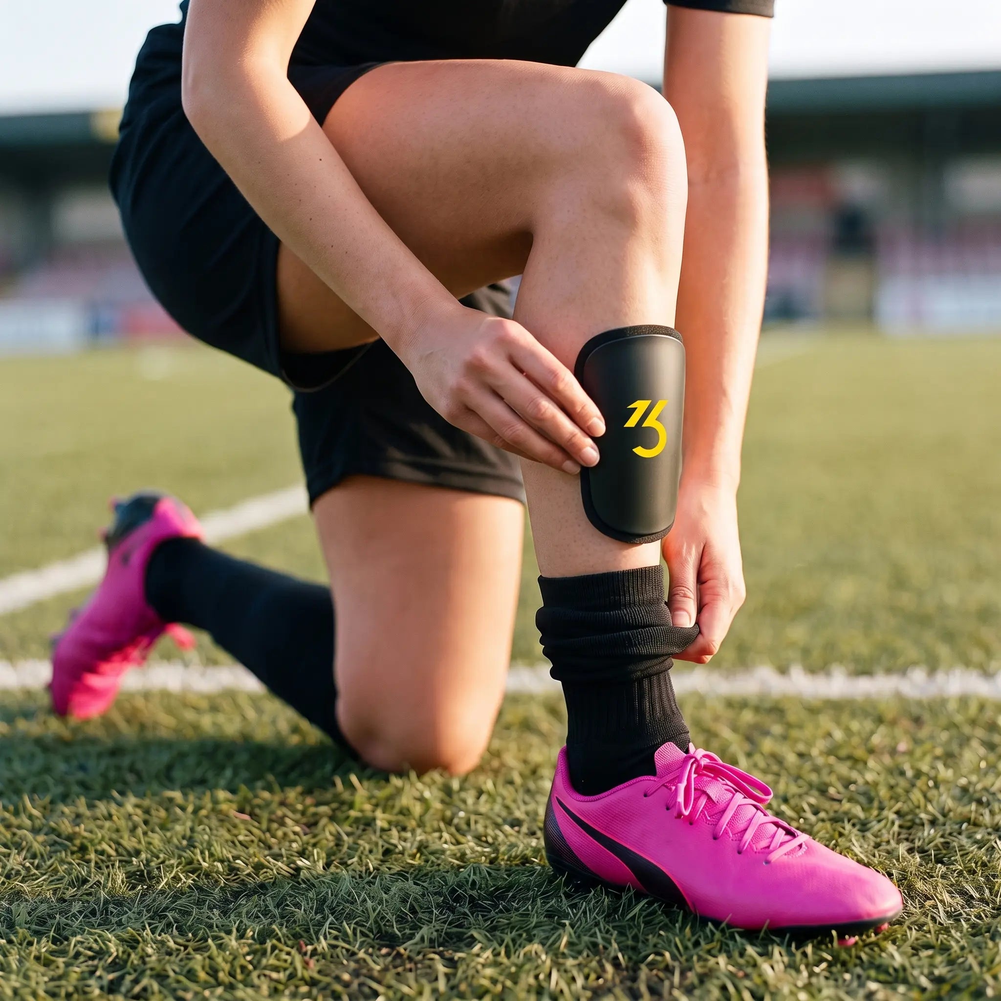 FTL MiniGuard worn beneath a soccer sock