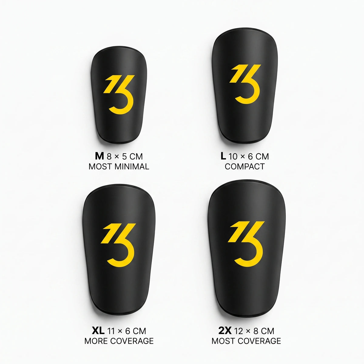 Comparison of MiniGuard sizes M, L, XL and 2X